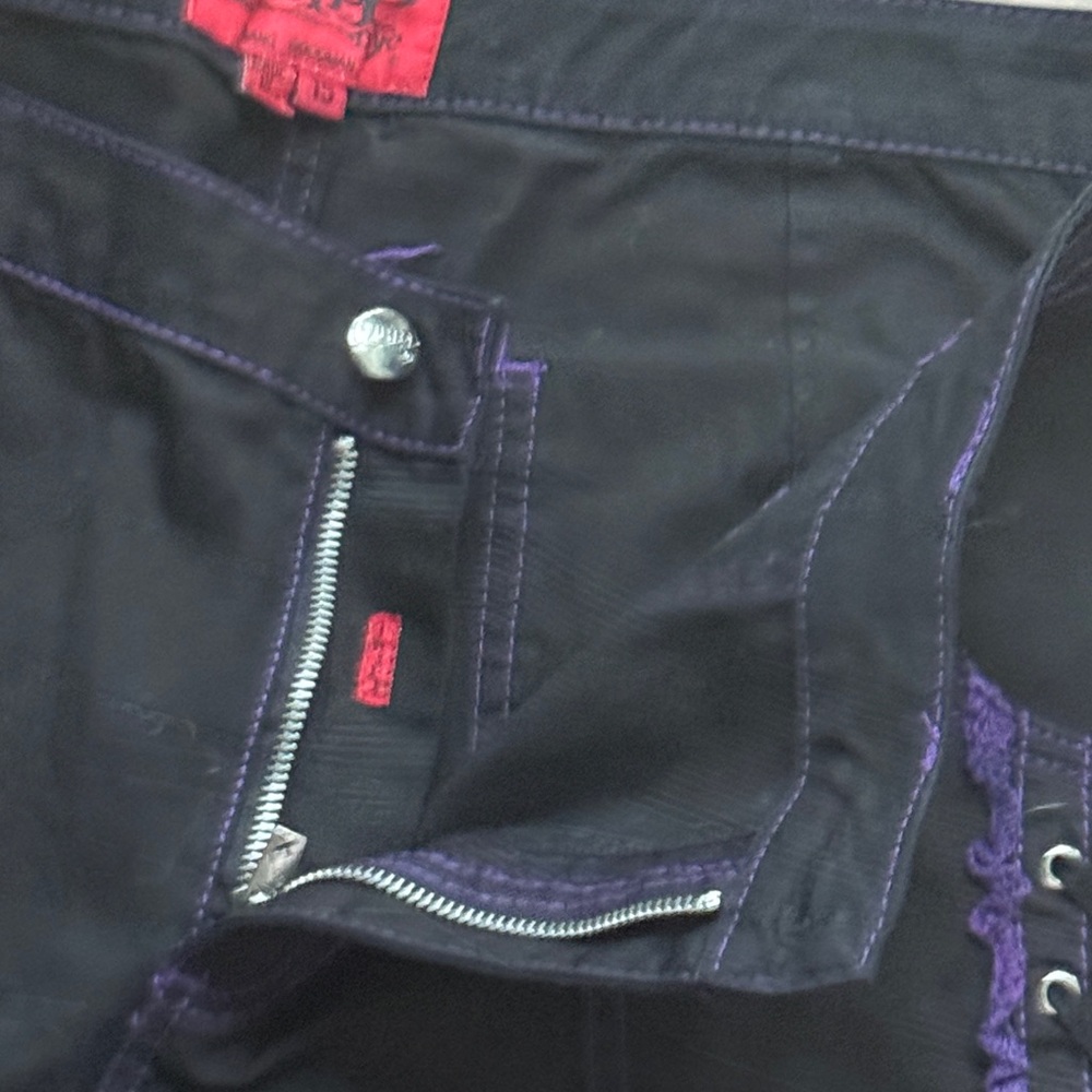 Tripp NYC Punk Black and Purple Lace Up Side Detail Pants | Size 15 | RARE - Picture 10 of 10